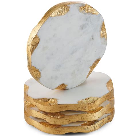 Circular Marble Coasters With Golden Borders Set Of 2 Agrohortipb