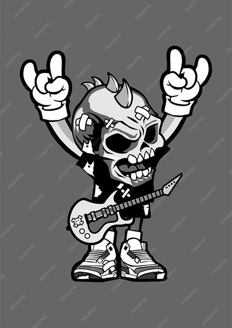 Premium Vector Punk Rock Skull Cartoon Character