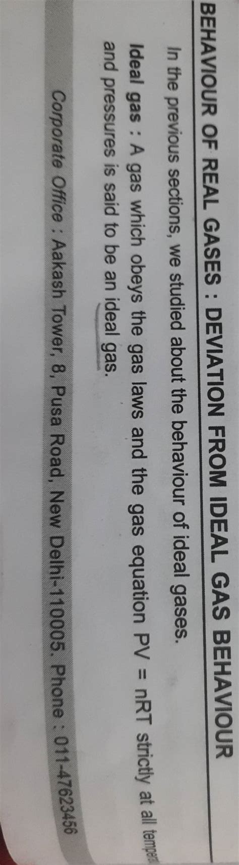 Behaviour Of Real Gases Deviation From Ideal Gas Behaviour In The Previ