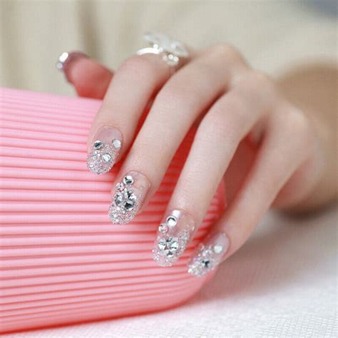 Pcs Box Women Black White Gold Fake Nails Naked Fan Print Full Cover