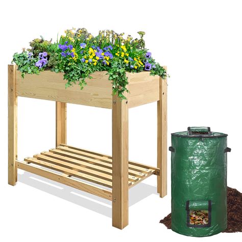 Raised Planter Box with Legs,Solid Wood Raised Planting Boxes for Growing Fresh Herbs ...