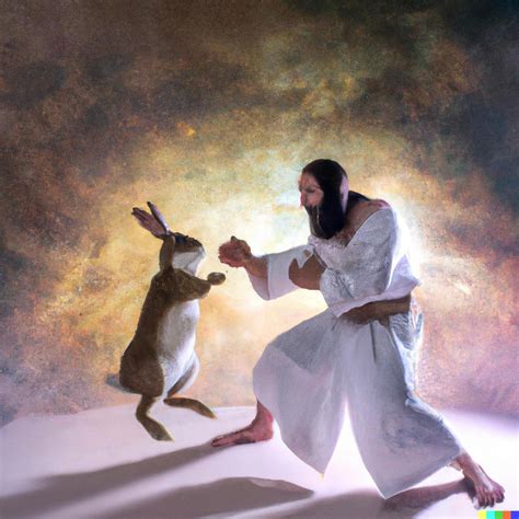 Jesus Christ Fighting The Easter Bunny R Dalle2