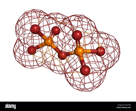 Pyrophosphate molecule, chemical structure. Atoms are represented as ...