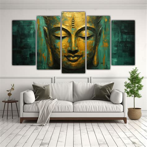 Conjunto De Telas En Bastidor Tonos Comedor Buddha Face Oil Abstract