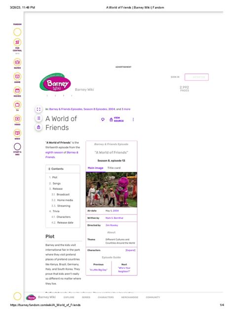 A World of Friends - Barney Wiki - Fandom | PDF | Fandom | Wiki