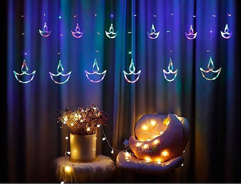 X4cart String Diya Curtain Led Light 55 Multi Festival Light Plug In