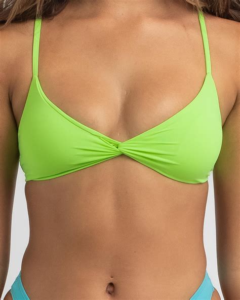 Topanga Kenny Twist Bralette Bikini Top In Neon Green Fast Shipping