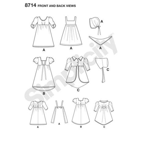 Simplicity Keepers Dolly Duds Dolls Pattern 8714 Front Back Views Doctor T Designs