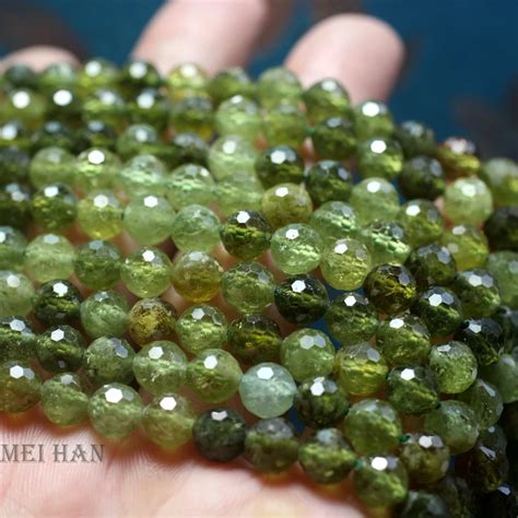 Meihan Natural A Green Garnet 6mm Faceted Round Loose Stone Beads For