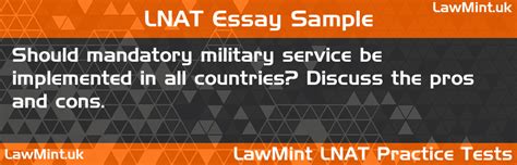 Lnat Practice Test Essay Should Mandatory Military Service Be Implemented In All Countries