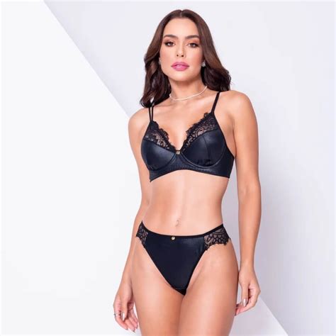 Conjunto Cirrê e Renda Gardens Lingerie Moda Íntima Linha Noite