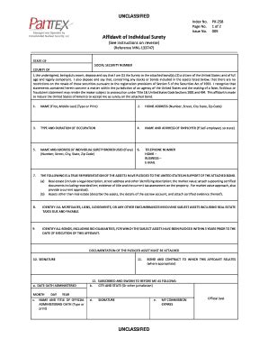 Fillable Online Affidavit Of Individual Surety Pantex Plant Fax Email