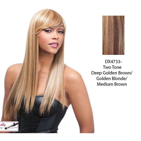 Quality Synthetic Wig Q Kimberly Two Tone Frost Blend Of Deep Golden Brown And Golden Blonde