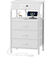 Amazon Furnulem Tall Night Stand With Charging Station And Led