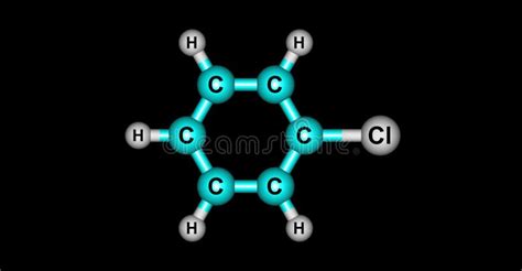 Chlorobenzene Molecular Structure Isolated on Black Stock Illustration ...