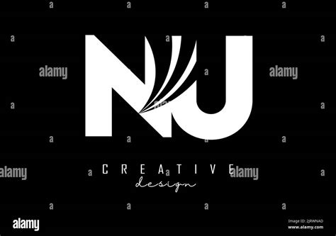 Creative White Letter Nu N U Logo With Leading Lines And Road Concept