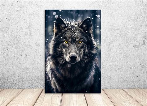 Black Wolf Art Print Wolf Painting Animal Art Contemporary Art Gift for ...