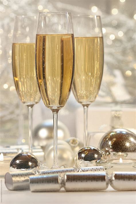 Glasses Filled With Champagne For Celebration Festivities By Stocksy Contributor Sandra