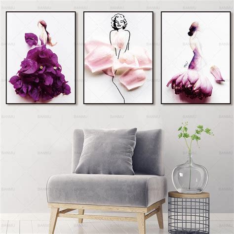 Girls In Beautiful 3d Flower Dress Modern Wall Art Painting Printed On Canvas Canvaspaintart