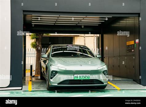 A Nio Et Undergoing Battery Swapping With The Nio Power Swap Station