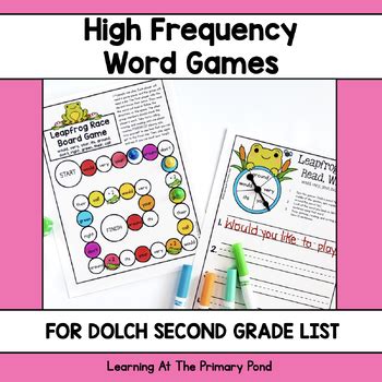 High Frequency Word Games Dolch Second Grade Words Tpt