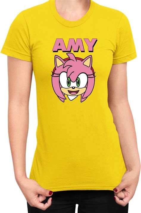 Amy Face koszulka damska Sonic the Hedgehog Sega Mascot, S  Żółty 