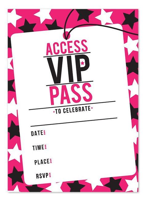 Customizable Free Printable Vip Pass Template Printable Calendars At A Glance