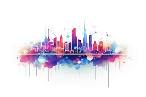 Premium Photo | Colorful watercolor cityscape vector illustration