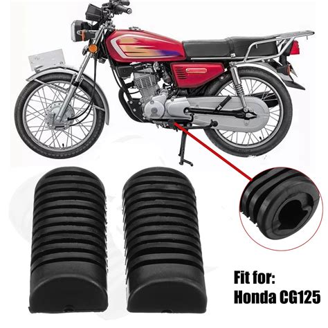 2x Motorcycle Front Foot Rests Footpeg For Honda CG125 Steel Rubber