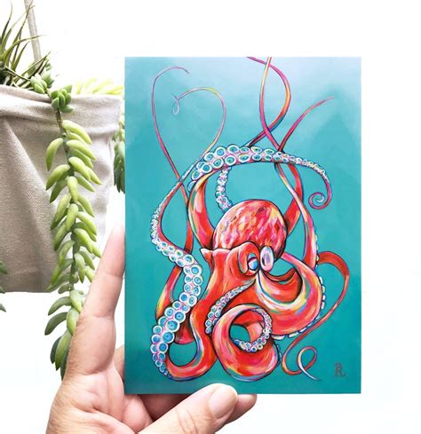 Octopus Squid Art Tako Print Hawaiian Hee Kauai Artist Etsy