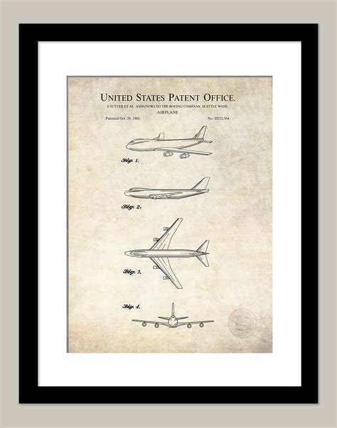 Boeing 747 Airplane | 1968 Patent Print