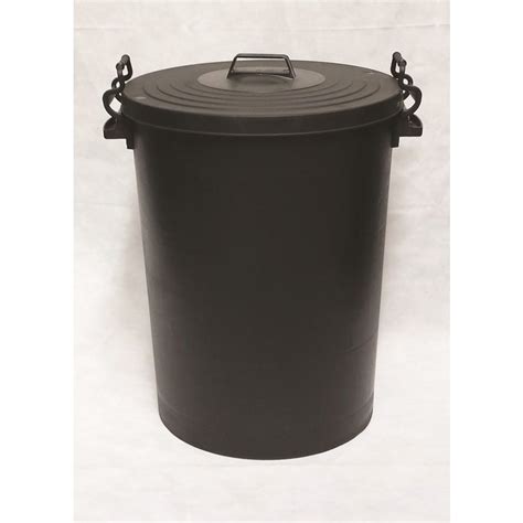 Shop Trojan Bins 85litre Dustbin With Clip On Lid Black Cleaning