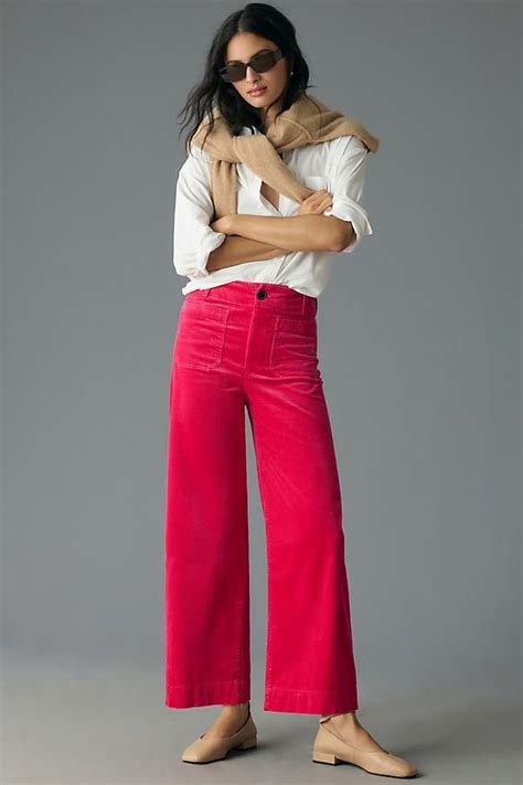 The Colette Cropped Corduroy Wide Leg Trousers By Maeve Clothes Cropped Pants Outfit Wide