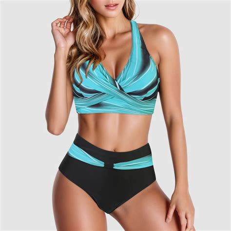 TOFOTL Women S High Waist Bikini Set V Neck Two Piece Swimsuit Color