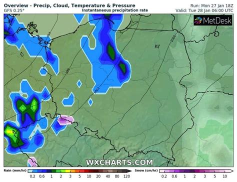 Pogoda na wtorek 28 stycznia 2020 dla Polski Burze możliwe na