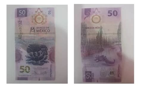 Billete De Cincuenta Pesos Mexicanos Serie Ab Ajolote En Venta En