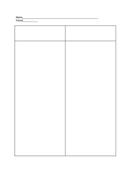 Printable T-chart Template