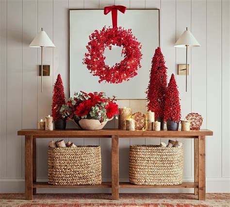 Lit Faux Red Berry Wreath And Garland Pottery Barn