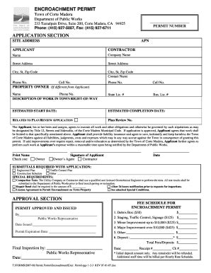 Encrochment Permit Fill Online Printable Fillable Blank PdfFiller