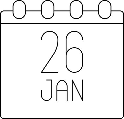 Isolated 26 January Republic Day Calendar Icon In Line Art. 24195796 ...