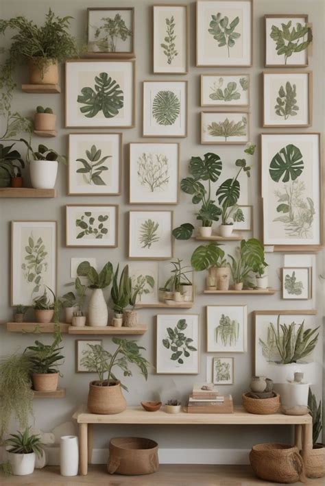 Artistic Fusion Of Plants And Art Botanical Gallery Wall Ideas Idea