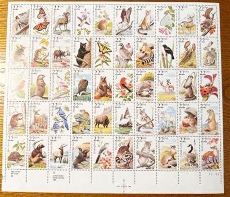 Us A American Wildlife Complete Stamp Sheet With Original