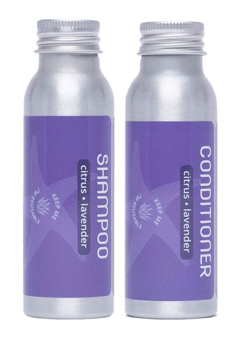 Travel Size Shampoo And Conditioner Citrus Lavender 25oz Refillable Bottles