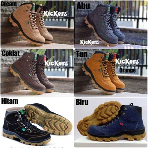 Jual Sepatu Safety Boot Kulit Asli Kickers Tactical Ujung Besi Warna