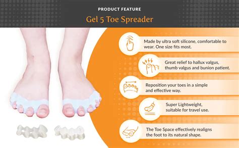 1pair FeetCare Gel 5 Toe Spreader Bunion Corrector Toe Separator