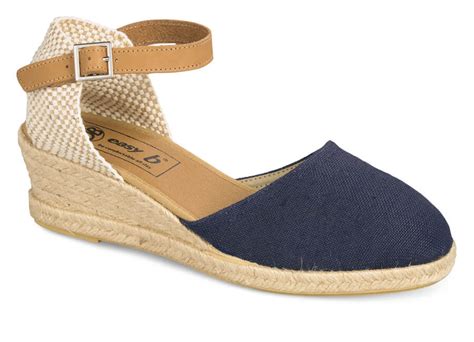 Tanya Navy Espadrille Wedge Hitchcock Wide Shoes