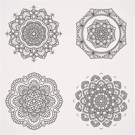 Premium Vector Flower Mandala Set With Ornaments Suitable For Henna