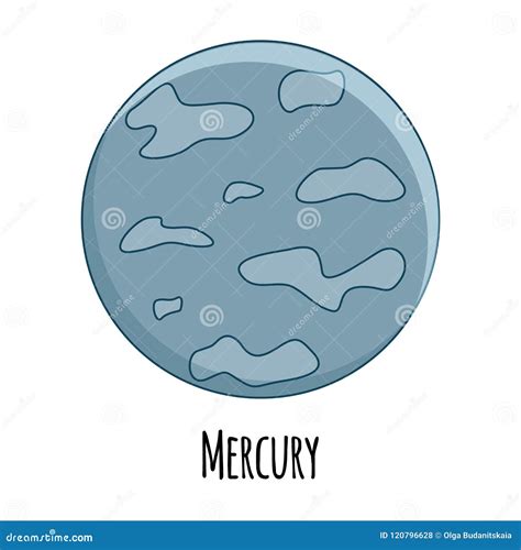 Cartoon Mercury Planet Vector Illustration Isolated On White B Stock