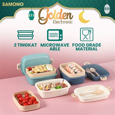 Jual Samono STW 10 Lunch Box 2 Tingkat Kotak Makan Bento Microwaveable