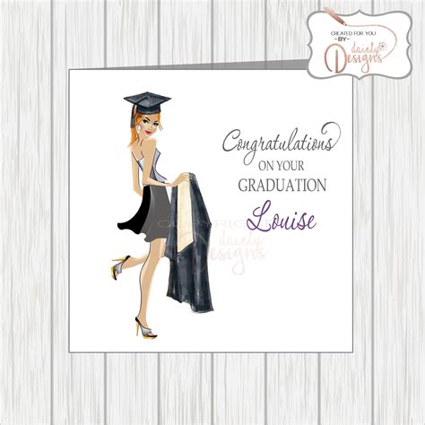 Personalised Congratulations Card Graduate Graduation Girl Mortar Gown ...